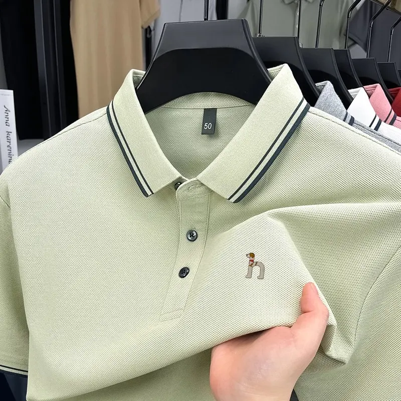High quality 100% cotton short sleeve polo shirt men's fashion brand cute dog embroidery summer casual breathable lapel T-shirt