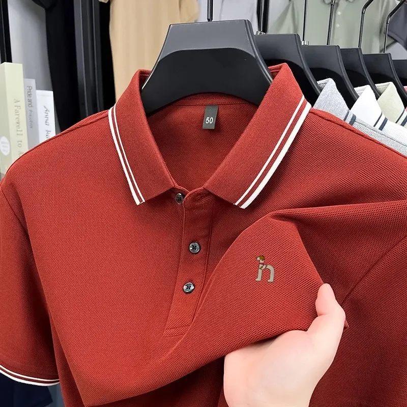 High quality 100% cotton short sleeve polo shirt men's fashion brand cute dog embroidery summer casual breathable lapel T-shirt