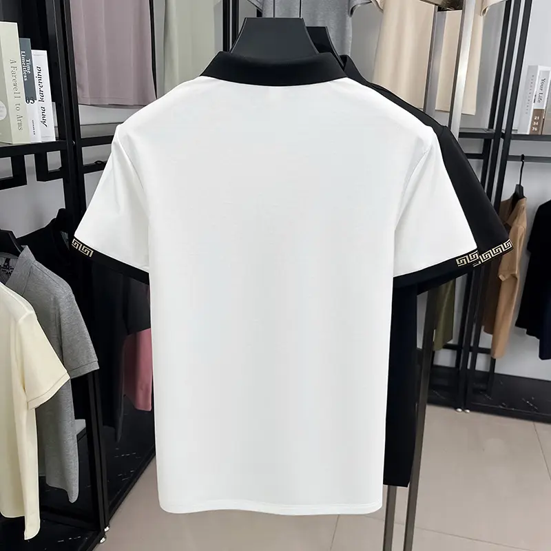 Light luxury letter emboss short sleeve polo shirt men's summer fashion brand silky smooth breathable comfort new casual T-shirt