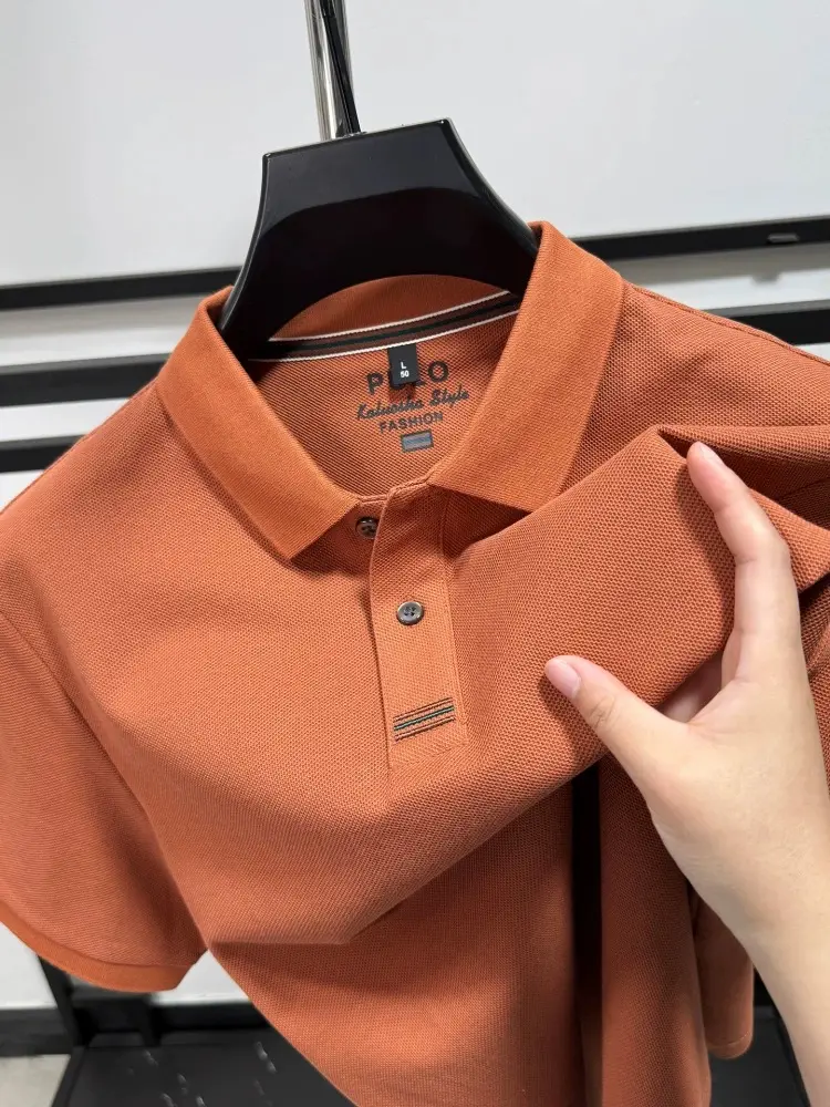 100% cotton men’s short sleeve polo shirt luxury trend brand simple casual comfortable summer new item solid color lapel T-shirt