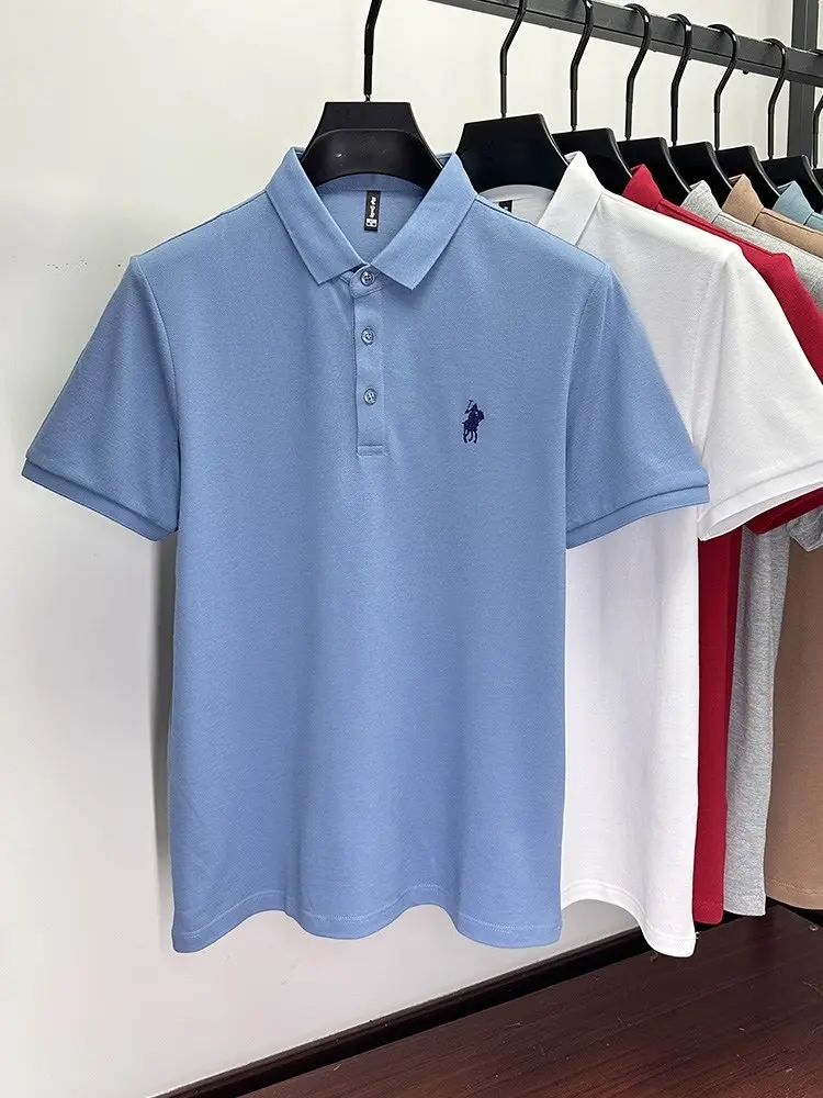 100% cotton men's polo shirt high-end brand pony embroidery fashion breathable short sleeve summer casual business Paul T-shirt