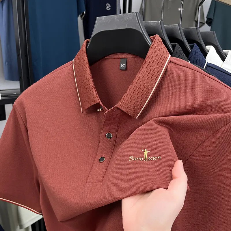 Luxury advance embossed men's short sleeve polo shirt summer trend brand breathable T-shirt fashionable urban style casual top