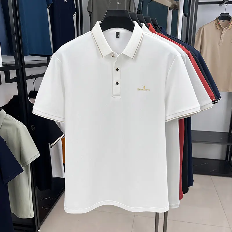 Luxury advance embossed men's short sleeve polo shirt summer trend brand breathable T-shirt fashionable urban style casual top