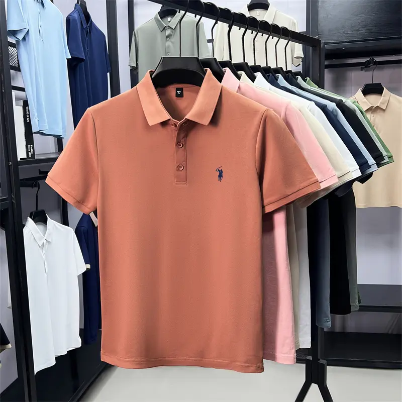 High end brand pony embroidered men's short sleeve polo shirt summer skin friendly comfort casual new fashionable lapel T-shirt