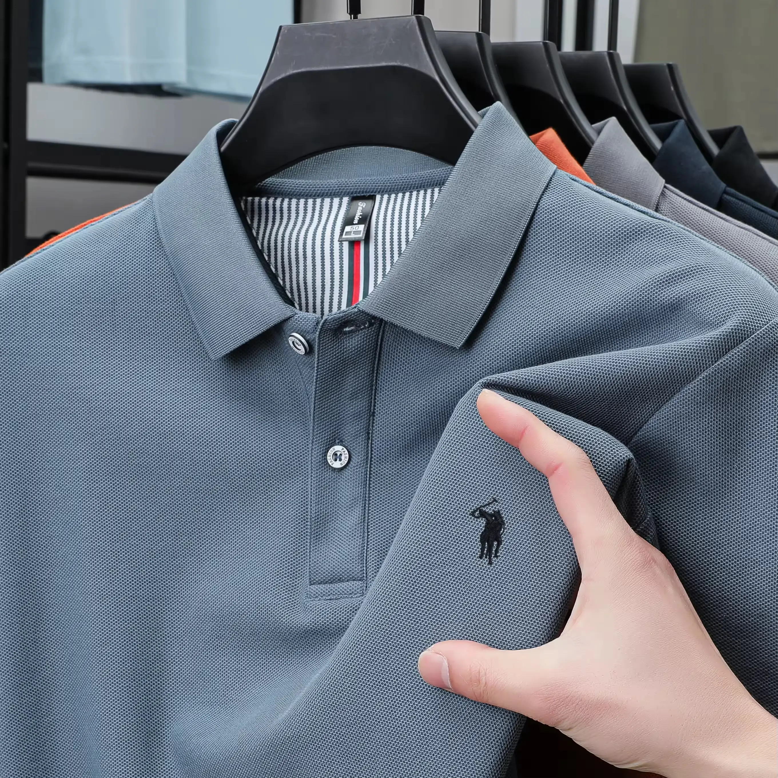 100% cotton men's polo shirt high-end brand pony embroidery fashion breathable short sleeve summer casual business Paul T-shirt