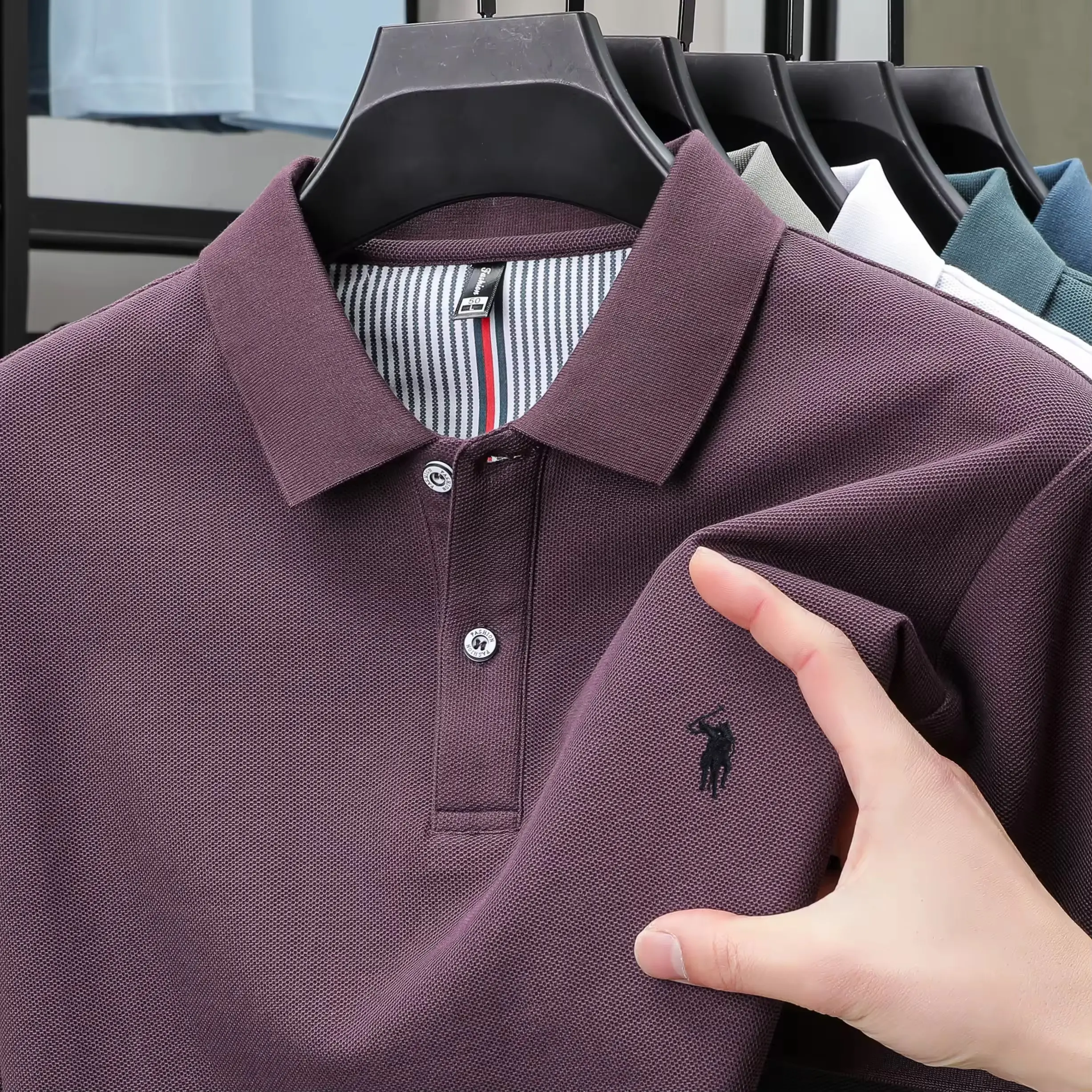 100% cotton men's polo shirt high-end brand pony embroidery fashion breathable short sleeve summer casual business Paul T-shirt