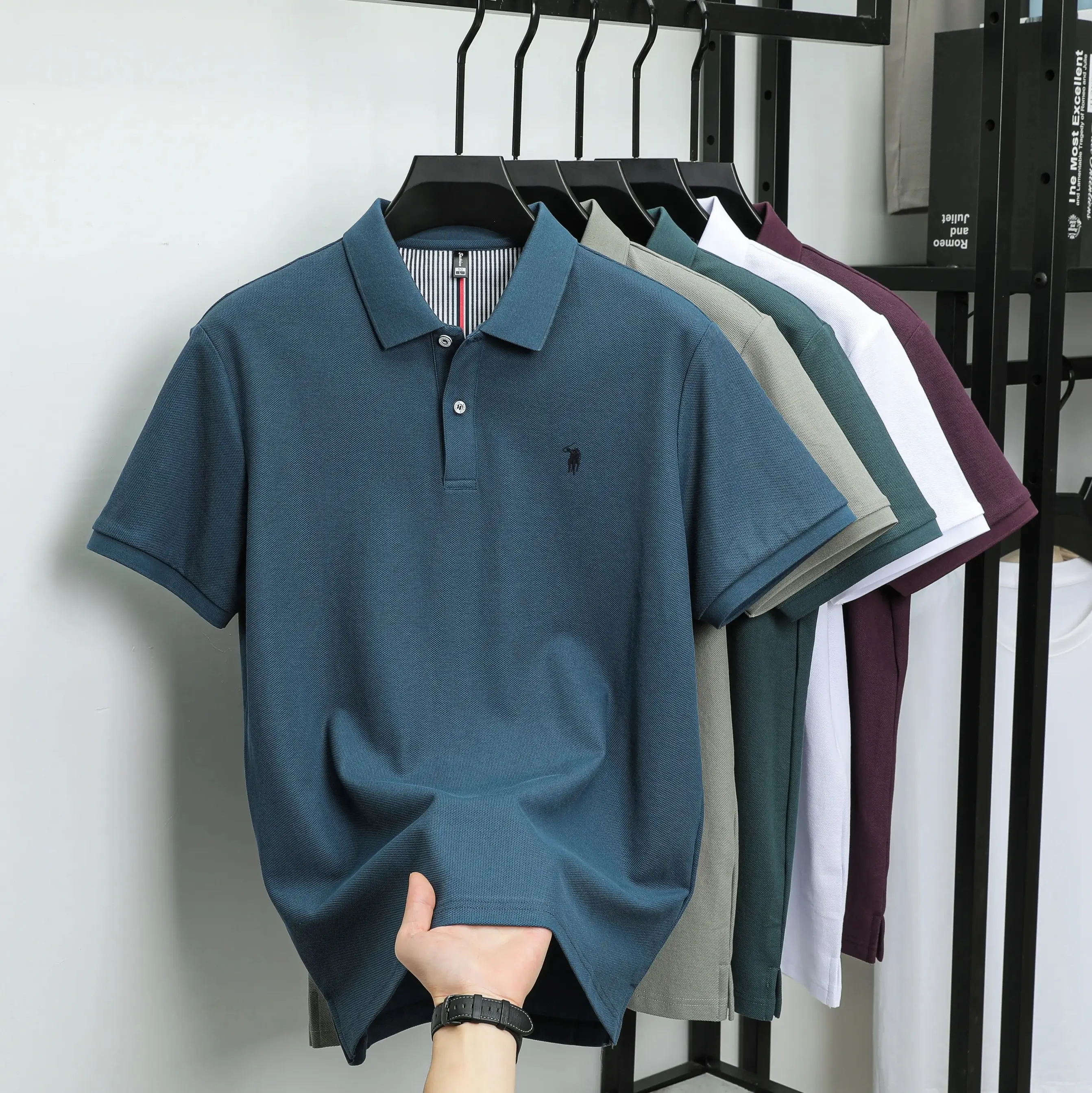 100% cotton men's polo shirt high-end brand pony embroidery fashion breathable short sleeve summer casual business Paul T-shirt