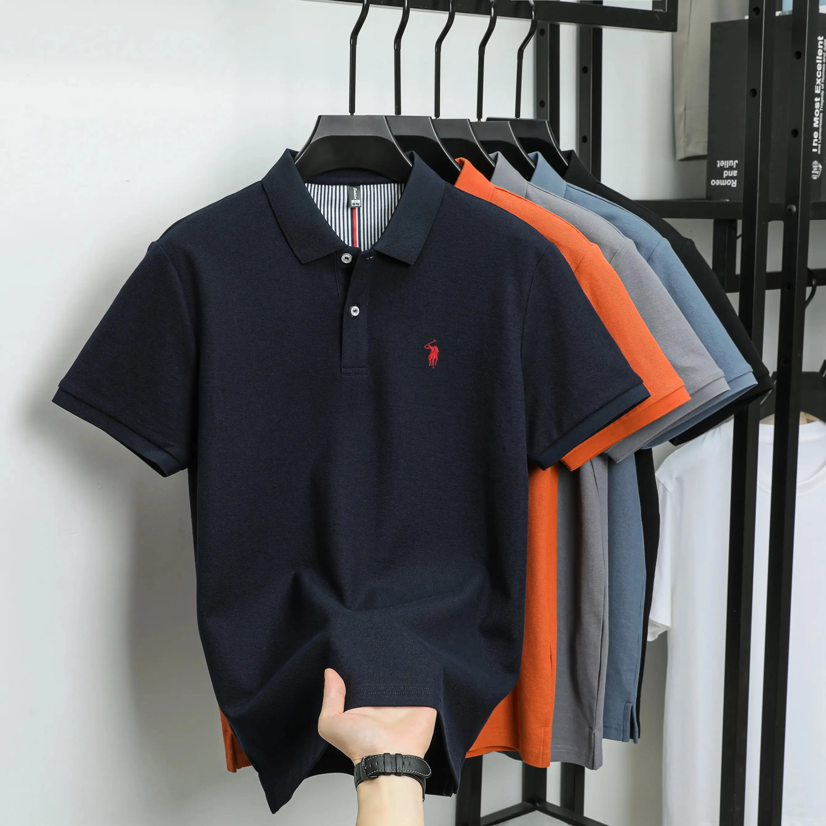 100% cotton men's polo shirt high-end brand pony embroidery fashion breathable short sleeve summer casual business Paul T-shirt