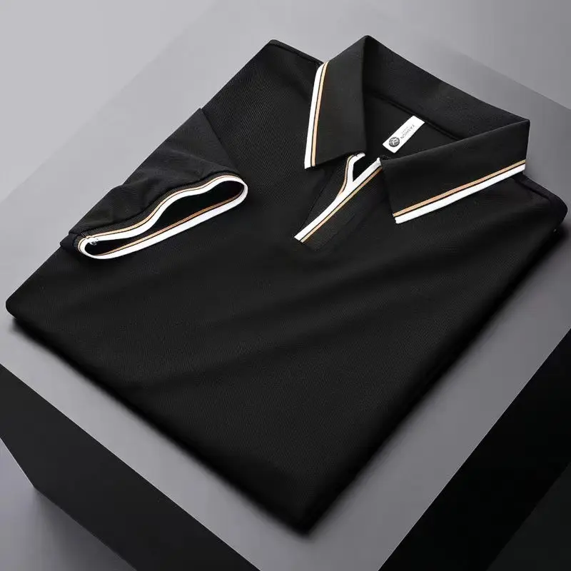 Light luxury high grade summer breathable POLO shirt Men's short sleeve 2024 new simple mature fashion casual T-shirt Men's wear