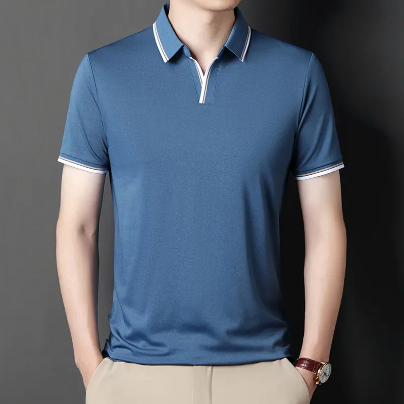 Light luxury high grade summer breathable POLO shirt Men's short sleeve 2024 new simple mature fashion casual T-shirt Men's wear