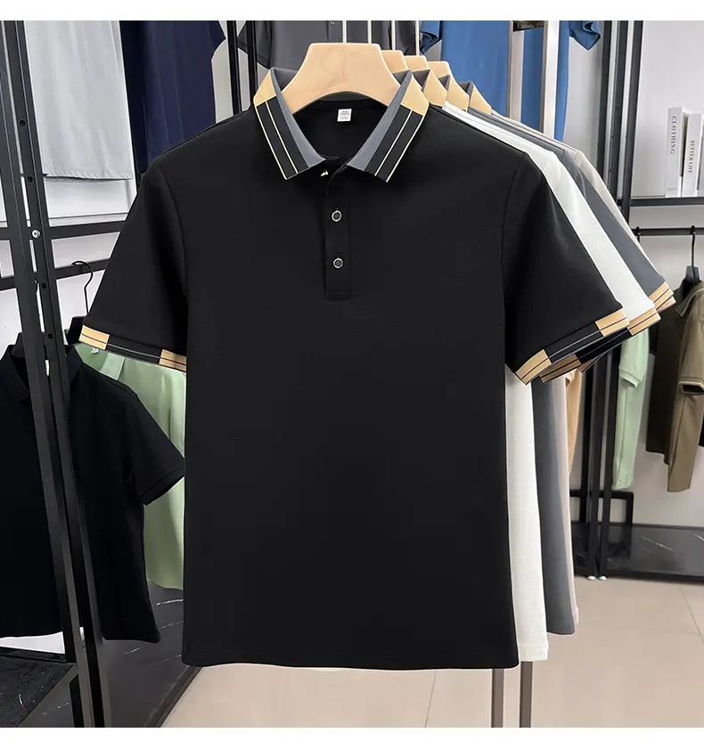 High quality color blocked lapel short sleeve polo shirt men's summer new trend Korean style youth loose casual fashion T-shirt