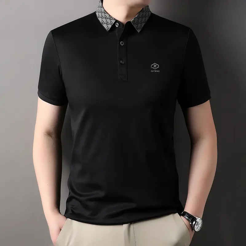 High end brand fashion letter printed short sleeved POLO shirt men's summer fashion striped collar casual T-shirt breathable top