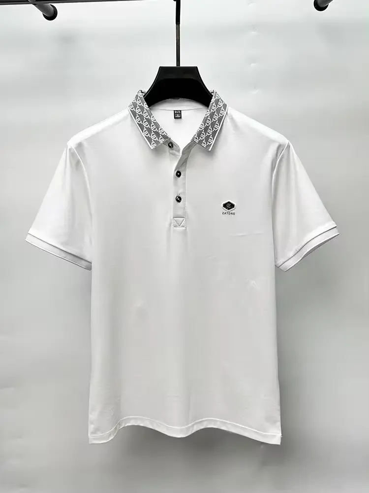 High end brand fashion letter printed short sleeved POLO shirt men's summer fashion striped collar casual T-shirt breathable top