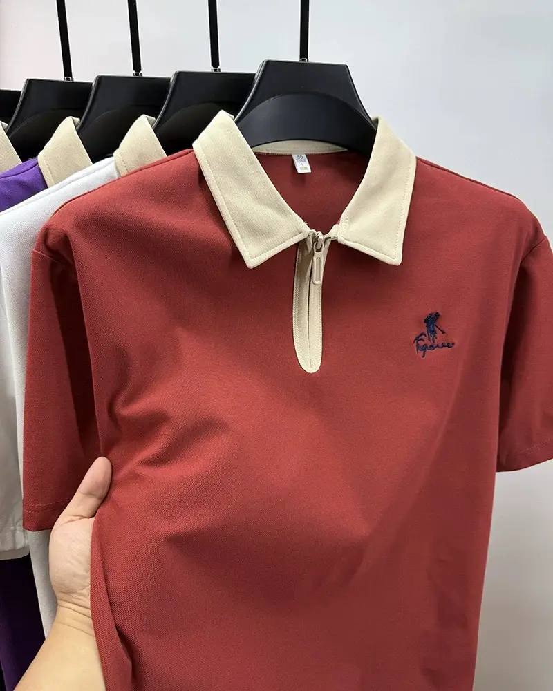 High quality men's short sleeve polo shirt fashion brand Paul Pony embroidery summer casual breathable half zipper lapel T-shirt