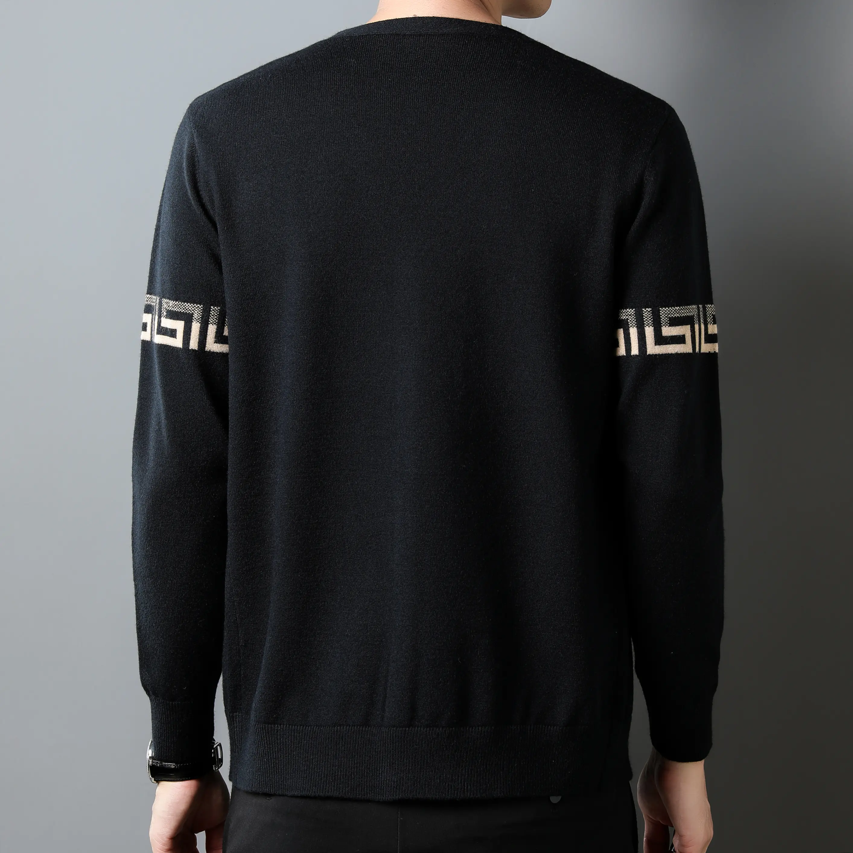 High end brand knitted cardigan men's 2023 spring and autumn new fashion embroidered high-quality V-neck casual sweater coat