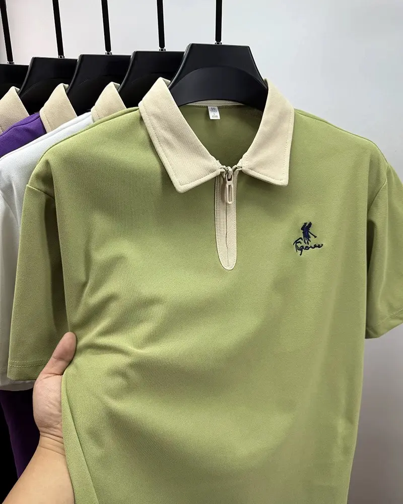 High quality men's short sleeve polo shirt fashion brand Paul Pony embroidery summer casual breathable half zipper lapel T-shirt