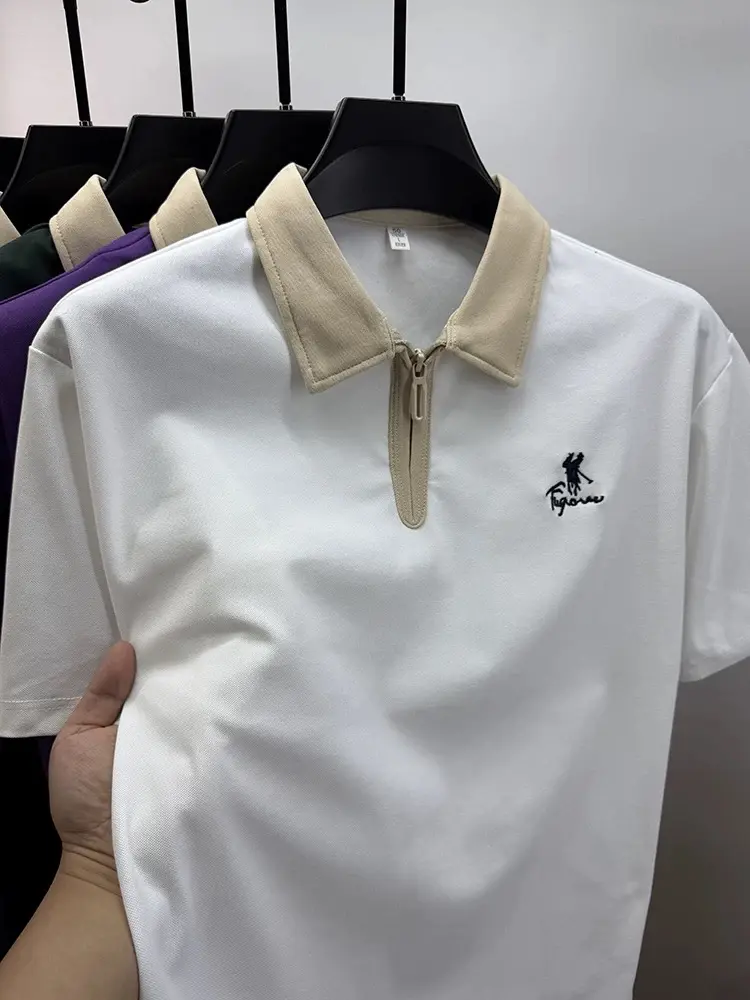 High quality men's short sleeve polo shirt fashion brand Paul Pony embroidery summer casual breathable half zipper lapel T-shirt