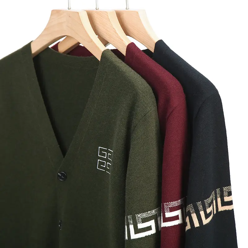 High end brand knitted cardigan men's 2023 spring and autumn new fashion embroidered high-quality V-neck casual sweater coat