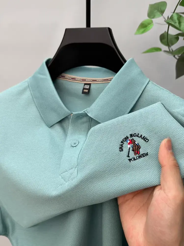 100% cotton short sleeve men's polo shirt summer high-end fashion hot selling pony embroidery soft golf casual brand T-shir