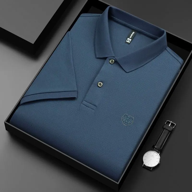 High end 100% cotton POLO shirt Men's summer new fashion tiger head embroidery short sleeve T-shirt lapel half sleeve Paul shirt