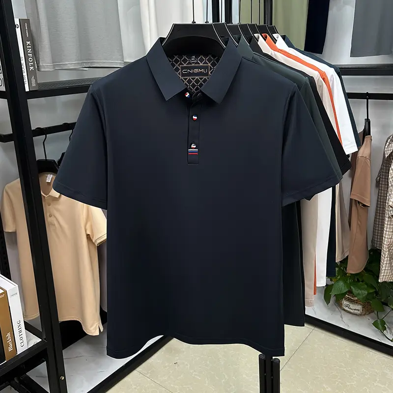 Advanced ice silk summer cool short sleeve polo shirt trend brand no trace quick drying fashion urban style men's casual T-shirt
