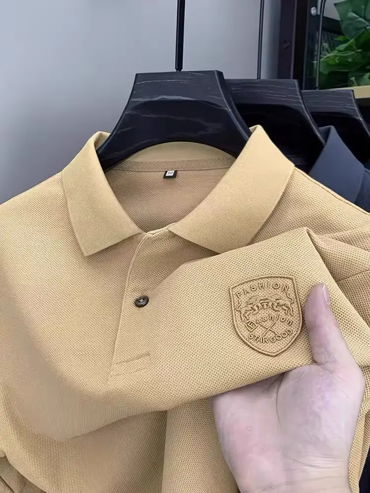 2024 High end Brand Exquisite Emblem Embroidery Short sleeve POLO Shirt Men Summer New Fashion Lapel Solid Color Casual T-shirt