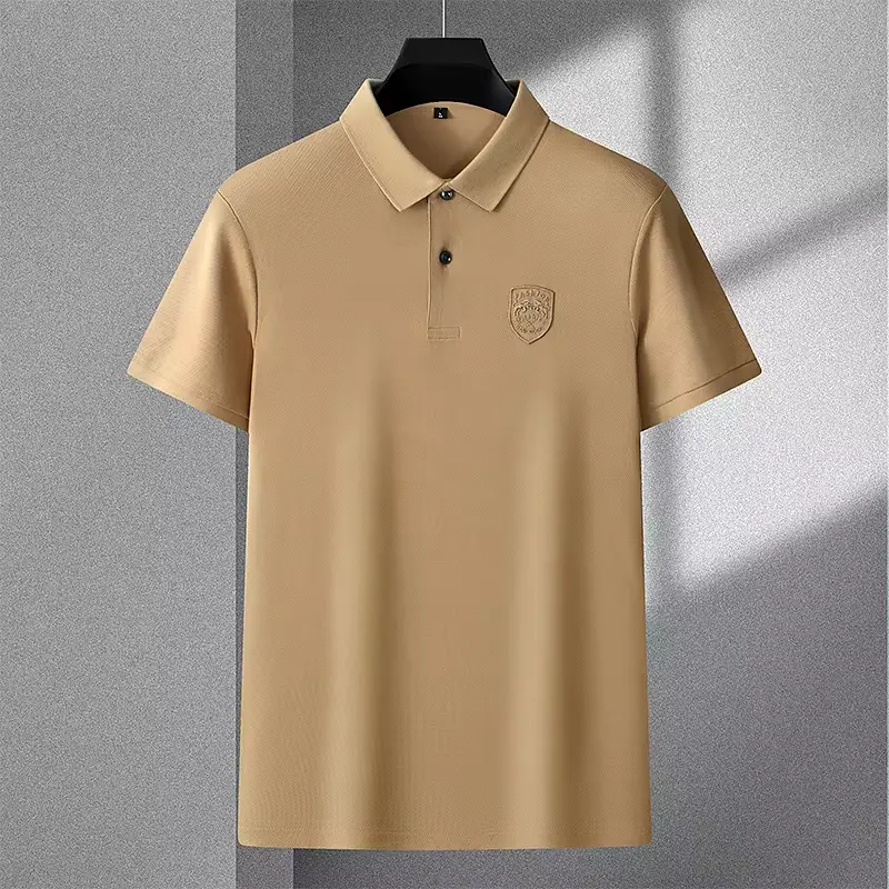 2024 High end Brand Exquisite Emblem Embroidery Short sleeve POLO Shirt Men Summer New Fashion Lapel Solid Color Casual T-shirt