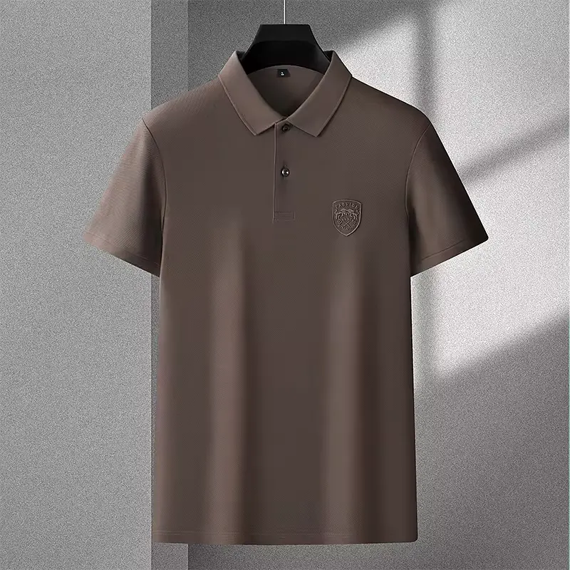 2024 High end Brand Exquisite Emblem Embroidery Short sleeve POLO Shirt Men Summer New Fashion Lapel Solid Color Casual T-shirt