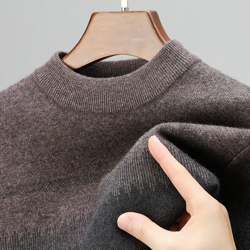 Advanced luxury autumn and winter round neck gradient color men's sweater youth casual warm and thick knit pullover sweater