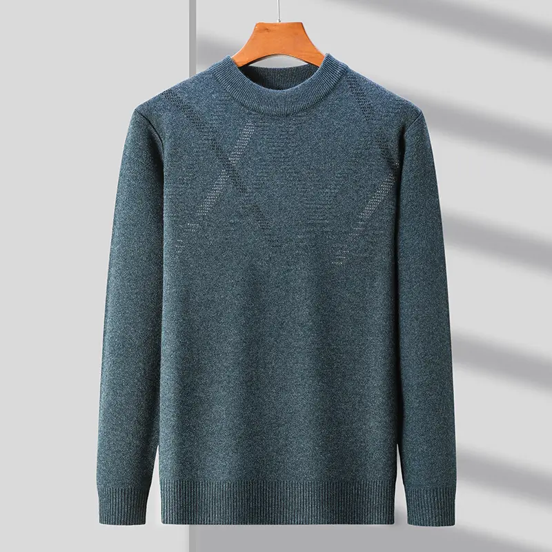 High quality fashionable diamond jacquard men's sweater autumn and winter new item business casual warm thick knitted pullover