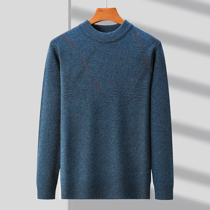 High quality fashionable diamond jacquard men's sweater autumn and winter new item business casual warm thick knitted pullover