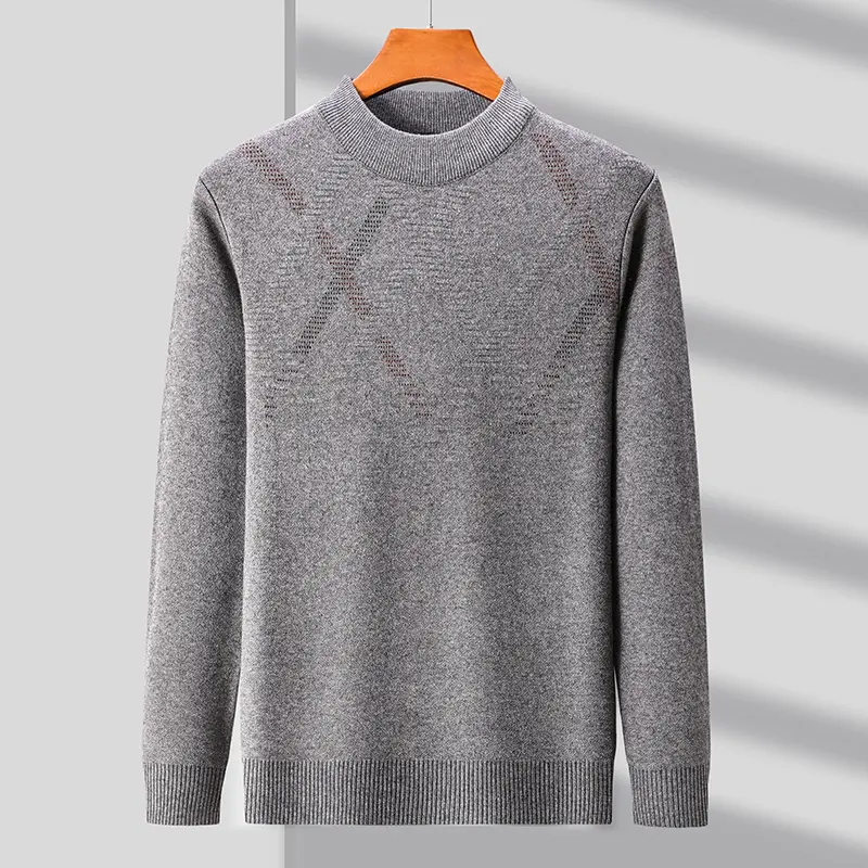 High quality fashionable diamond jacquard men's sweater autumn and winter new item business casual warm thick knitted pullover