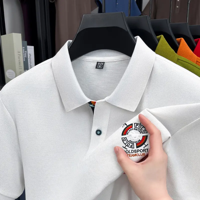 High end brand short sleeve men's polo shirt summer collar fashionable pony embroidery design breathable cotton casual T-shirt