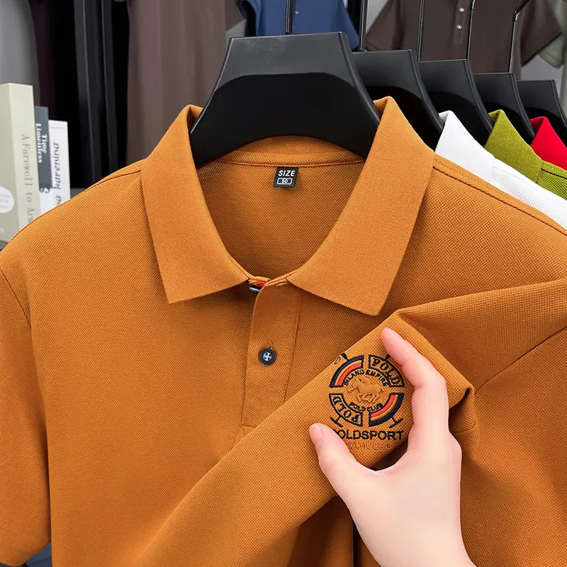 High end brand short sleeve men's polo shirt summer collar fashionable pony embroidery design breathable cotton casual T-shirt