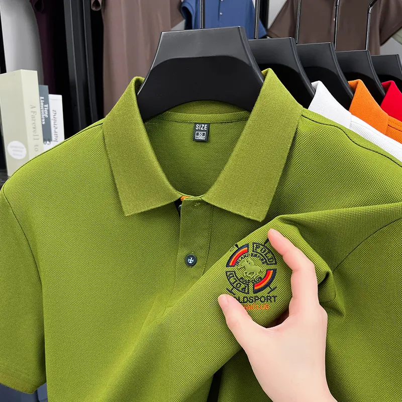 High end brand short sleeve men's polo shirt summer collar fashionable pony embroidery design breathable cotton casual T-shirt