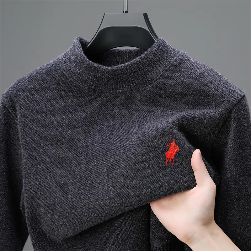 Luxury brand high-end sweater men's trend designer new Paul embroidery round neck top winter plush thick casual knitted pullover