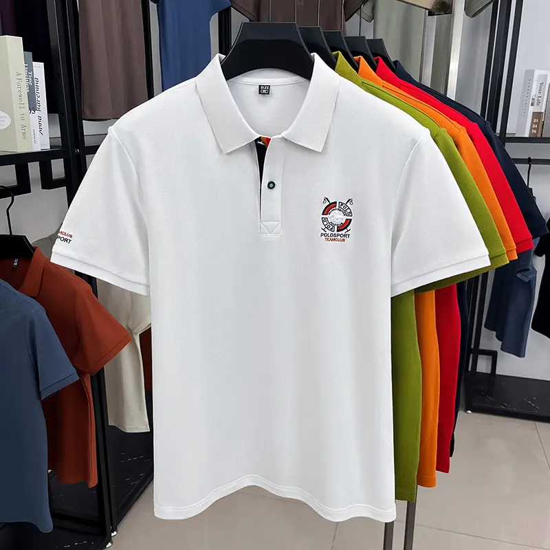 High end brand short sleeve men's polo shirt summer collar fashionable pony embroidery design breathable cotton casual T-shirt