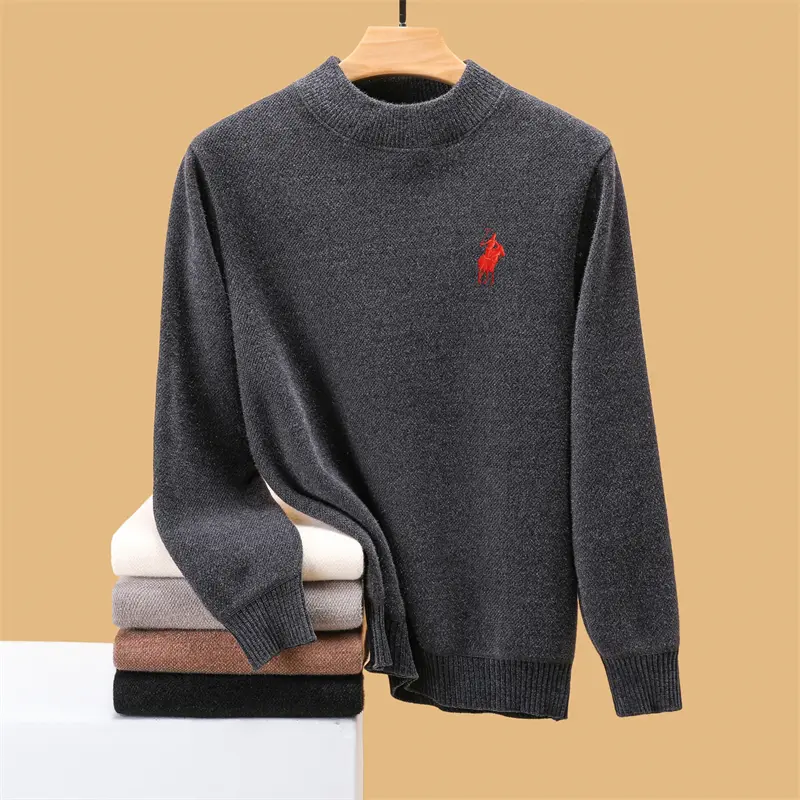 Luxury brand high-end sweater men's trend designer new Paul embroidery round neck top winter plush thick casual knitted pullover