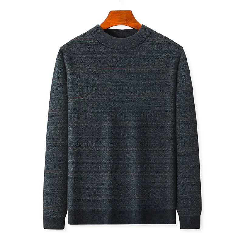 High quality luxury autumn and winter new classic round neck exquisite striped men's sweater casual warm thick knitted pullover
