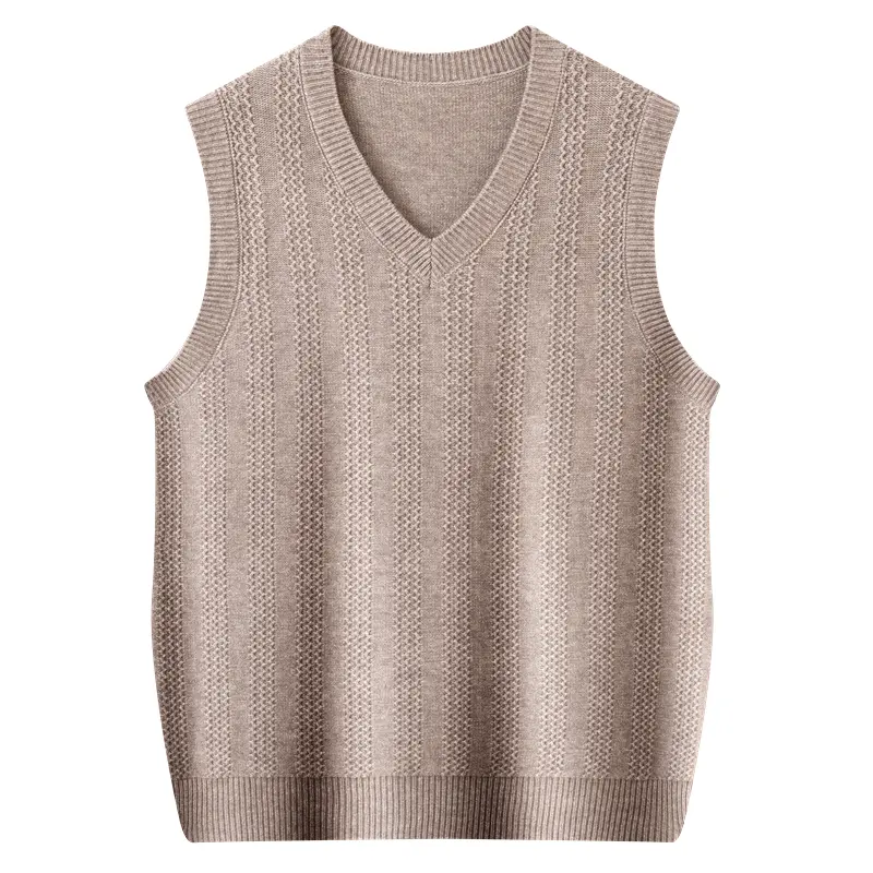 High end luxury autumn and winter fashion V-neck vest men sleeveless vest fashionable jacquard casual business knit sweater coat