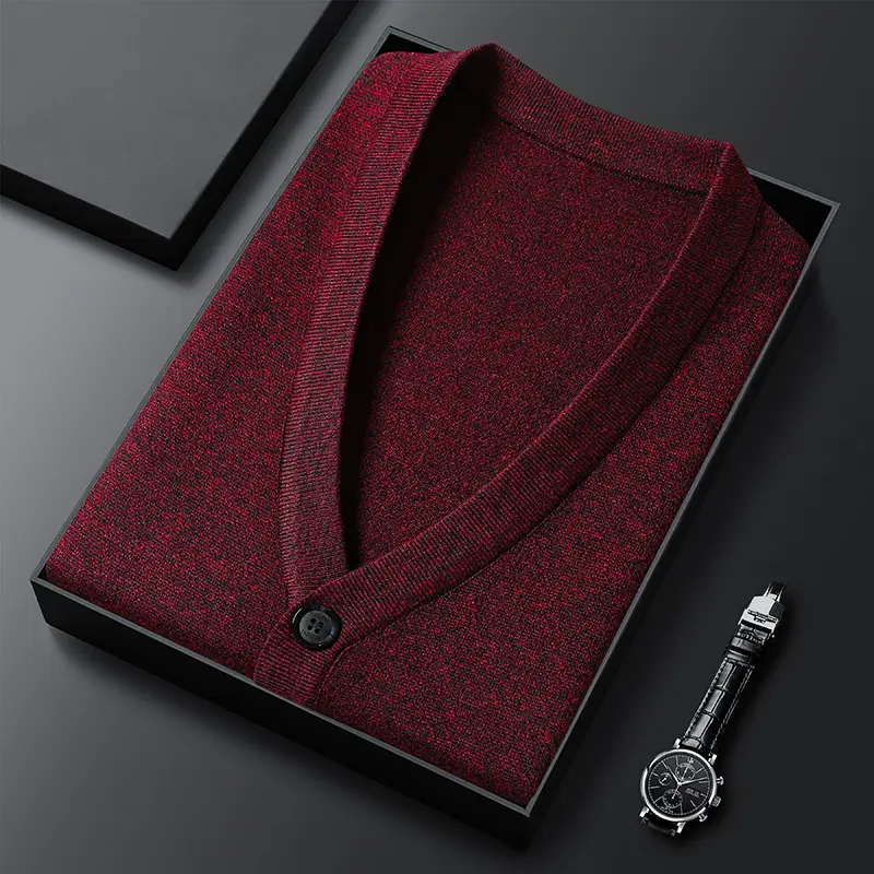 Luxury autumn and winter single breasted V-neck vest men fashionable pocket sleeveless knitted vest business casual vest caot
