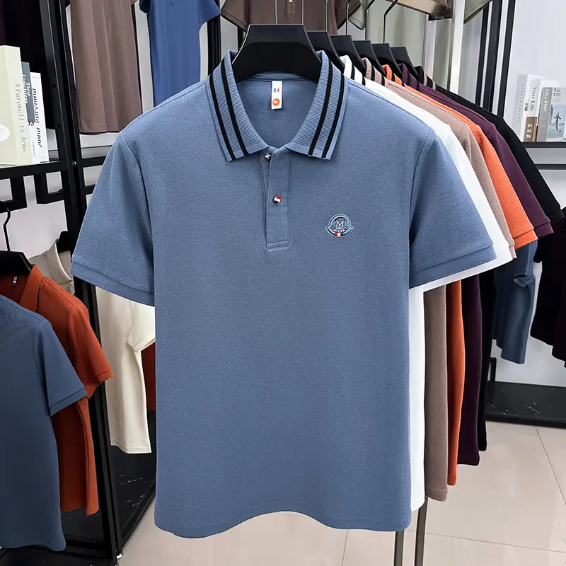 100% cotton luxury brand short sleeve polo shirt letter embroidered fashion stripes lapel T-shirt summer comfort casual men wear