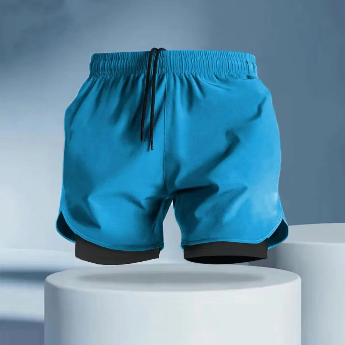 Quick drying shorts for summer men's running training, three part pants with anti glare belt lining, fitness pants