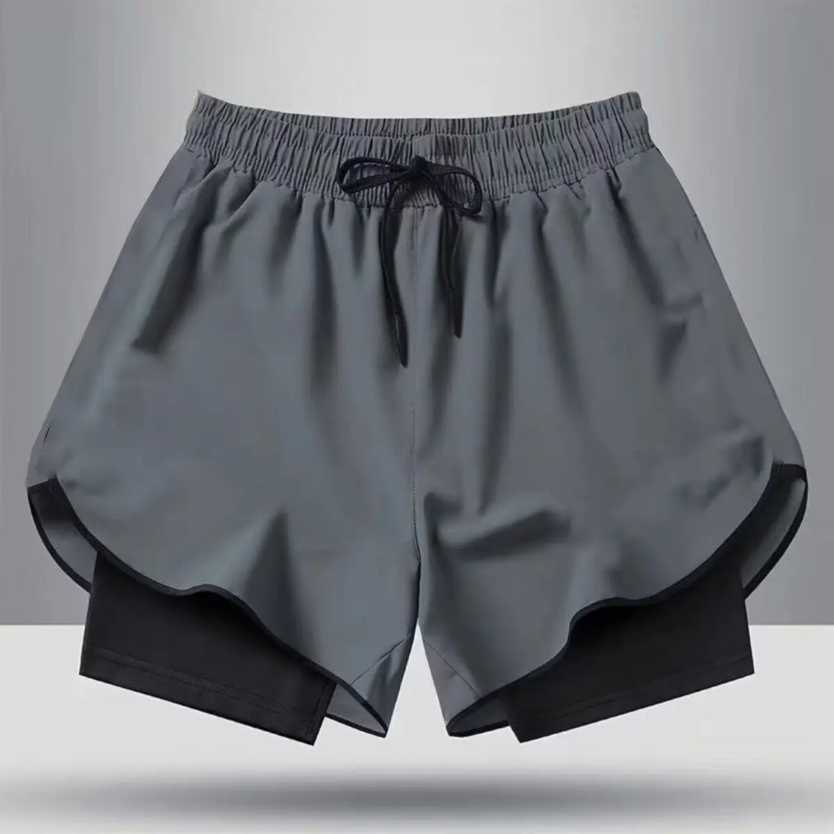 Quick drying shorts for summer men's running training, three part pants with anti glare belt lining, fitness pants