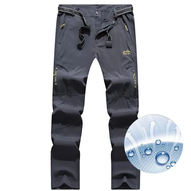 Outdoor Ice Silk Quick Drying Pants for Men's Summer Thin Elastic Breathable Sprint Pants Mountaineering Pants Loose Sports Casu