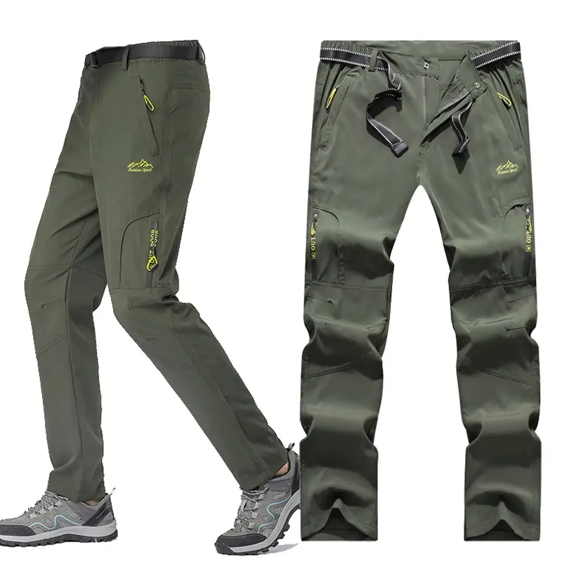 Outdoor Ice Silk Quick Drying Pants for Men's Summer Thin Elastic Breathable Sprint Pants Mountaineering Pants Loose Sports Casu