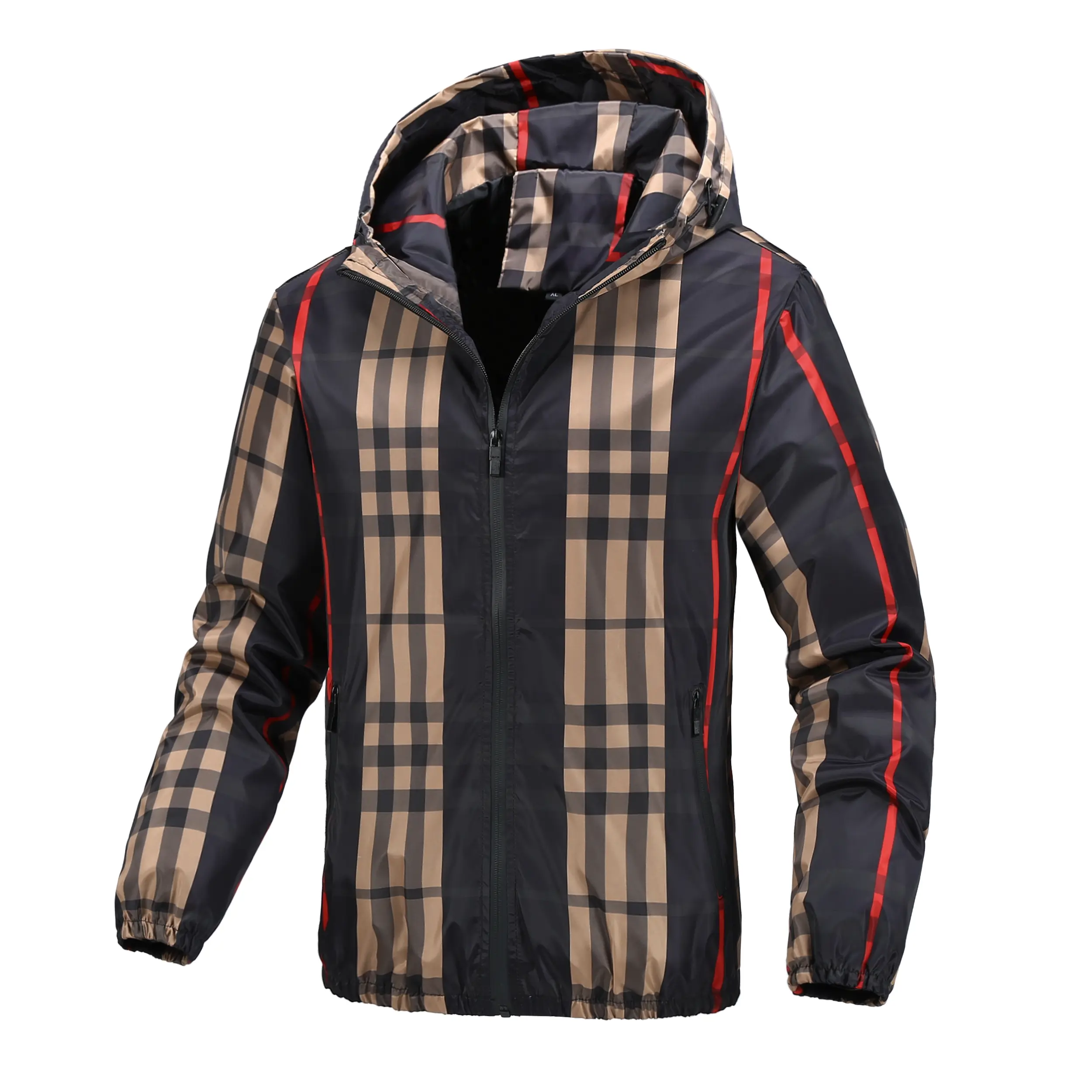 2024 new jacket men's hooded cross-border live broadcast fashion versatile jacket plaid spring and autumn youth jacket