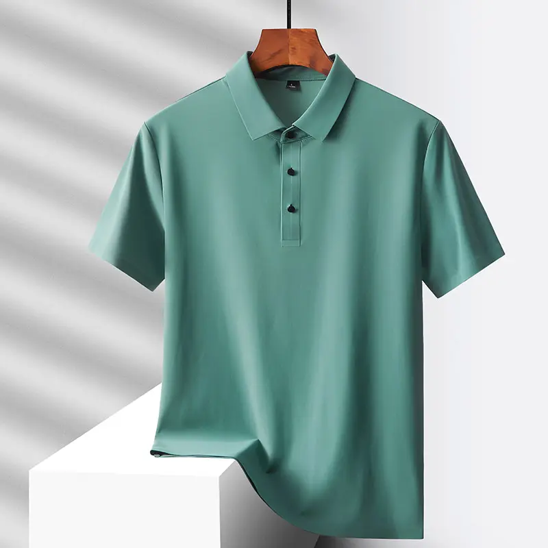 Selected popular nylon fabric, dad's summer clothing, middle-aged men's short sleeved T-shirt, summer ice silk quick drying, mid