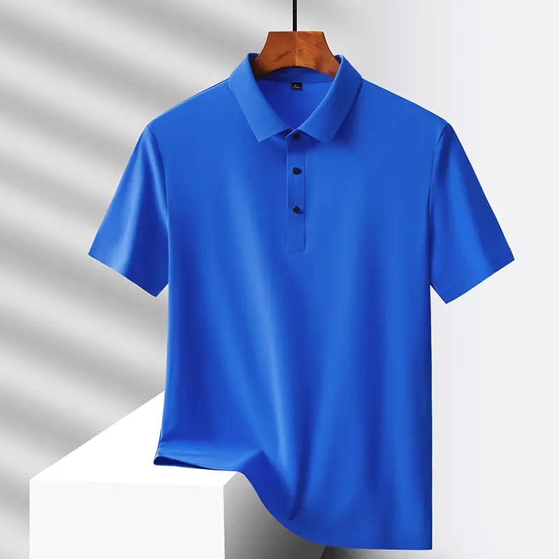 Selected popular nylon fabric, dad's summer clothing, middle-aged men's short sleeved T-shirt, summer ice silk quick drying, mid