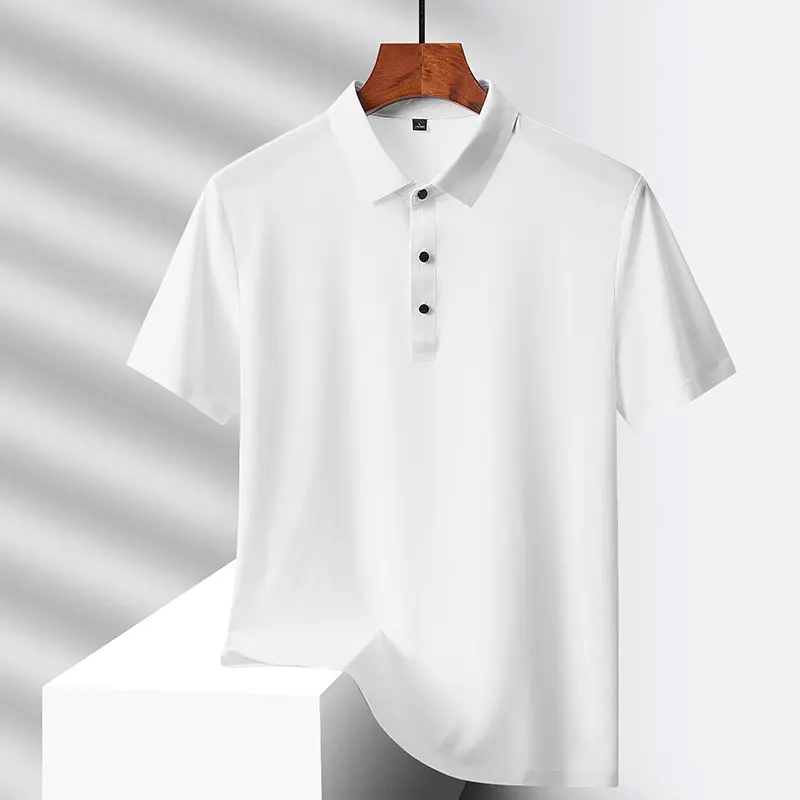 Selected popular nylon fabric, dad's summer clothing, middle-aged men's short sleeved T-shirt, summer ice silk quick drying, mid